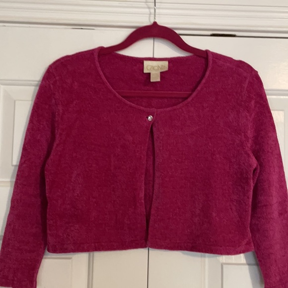 Caché Vintage Raspberry Silk Blend Shrug - Picture 3 of 6